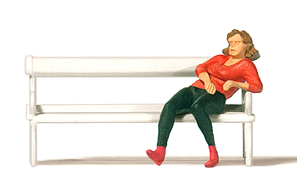 Preiser 28226 HO Scale Woman Sitting on Park Bench Figure