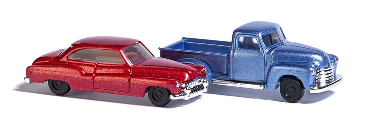 Busch 8349 N Scale 1950s Chevy Pickup & Buick Set