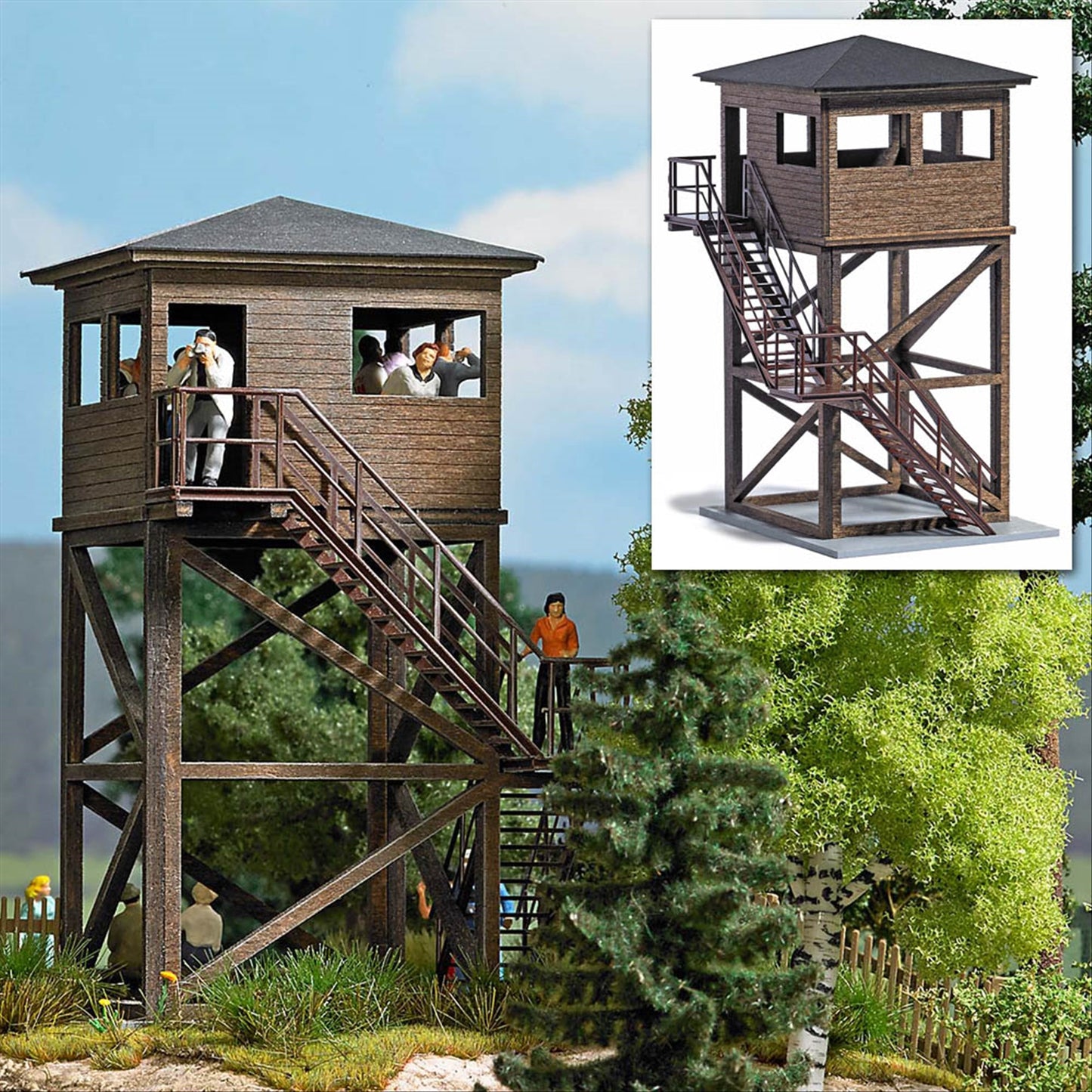 Busch 1585 HO Scale Wildlife Park Observation Tower Wood Kit
