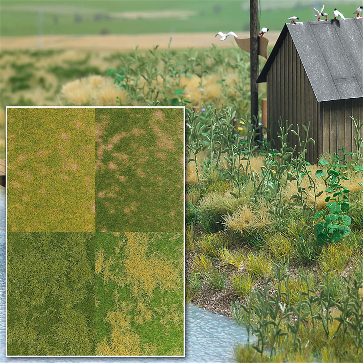 Busch 1300 All Scale Groundcover Mat Set, pkg(4)