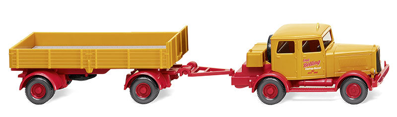 Wiking 085048 1/87 Hanomag with Flatbed Trailer, Bolling