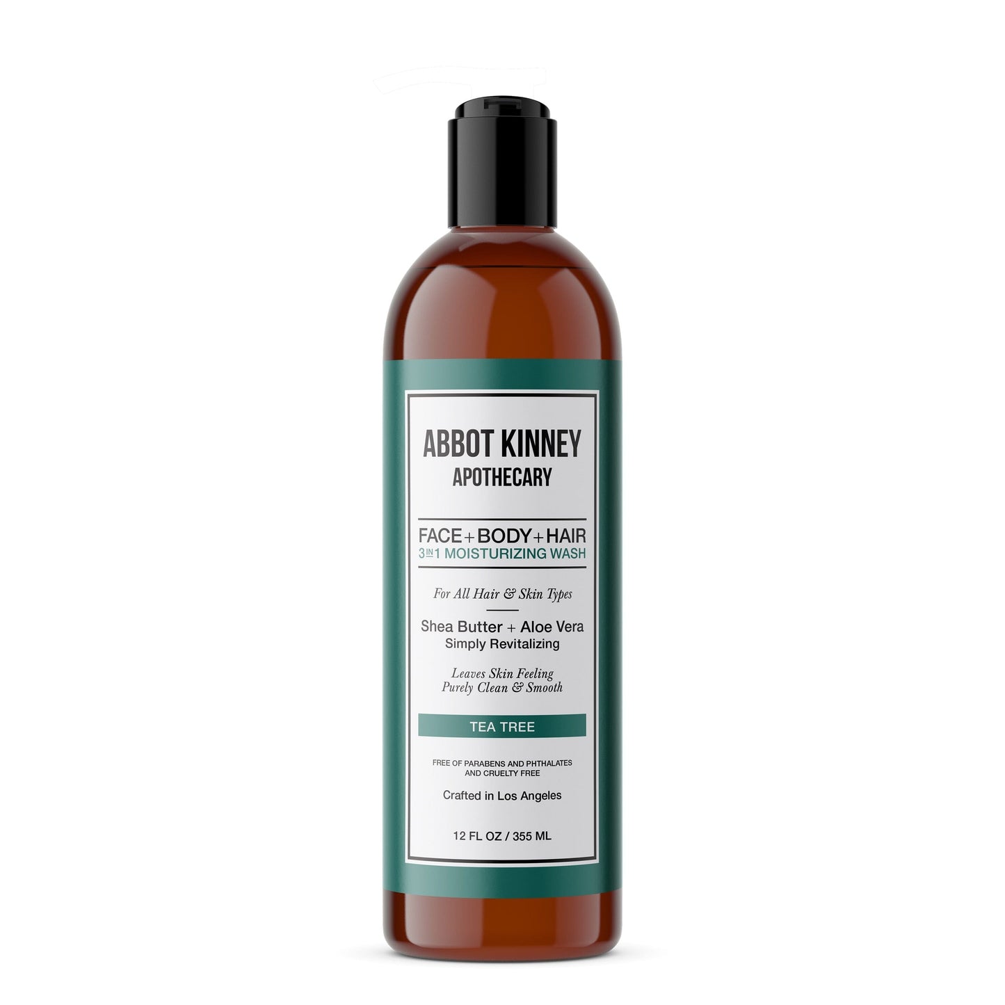 Abbot Kinney Apothecary Men's 3-in-1 Moisturizing Shampoo, Conditioner, and Body Wash, Tea Tree 12oz by Los Angeles Brands