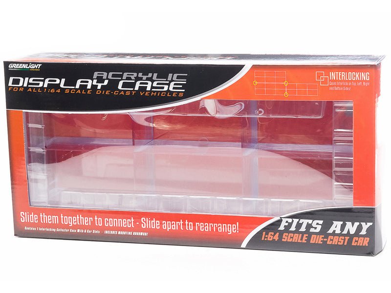 Acrylic Display Case 6-Car Connecting for 1/64 Scale Models by Greenlight free shipping USA