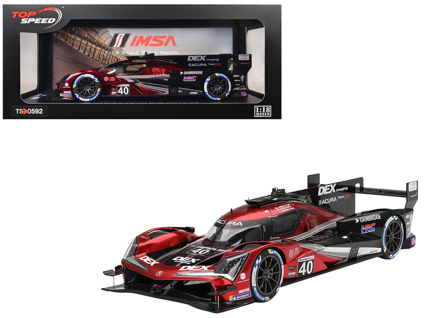 Acura ARX-06 GTP #40 Louis Deletraz - Colton Herta - Jordan Taylor "Wayne Taylor Racing with Andretti" Winner "12 Hours of Sebring" (2024) 1/18 Model Car by Top Speed free shipping USA