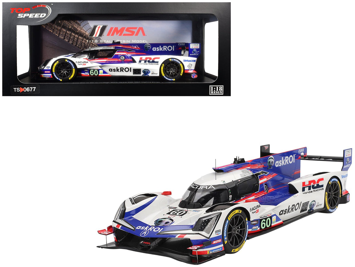 Acura ARX-06 GTP #60 Tom Blomqvist - Colin Braun - Scott Dixon - Felix Rosenqvist "Acura Meyer Shank Racing with Curb-Agajanian" 2nd Place IMSA "24 Hours of Daytona" (2025) 1/18 Model Car by Top Speed free shipping USA