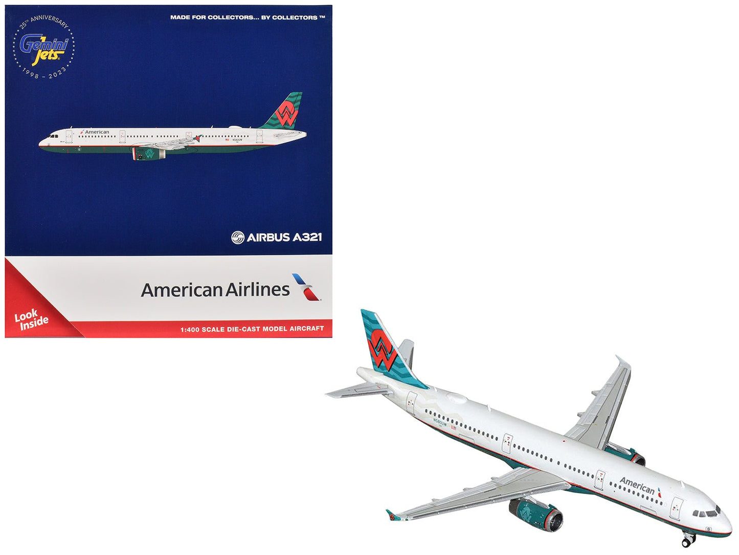 Airbus A321 Commercial Aircraft "American Airlines - America West Heritage Jet" (N580UW) White with Tail Graphics 1/400 Diecast Model Airplane by GeminiJets free shipping USA