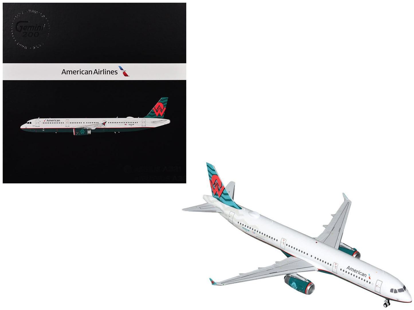Airbus A321 Commercial Aircraft "American Airlines - America West Heritage Livery" (N580UW) White with Tail Graphics "Gemini 200" Series 1/200 Diecast Model Airplane by GeminiJets free shipping USA