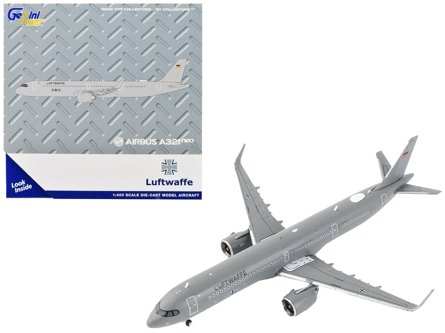 Airbus A321neo Transport Aircraft "German Luftwaffe" Gray "Gemini Macs" Series 1/400 Diecast Model Airplane by GeminiJets free shipping USA