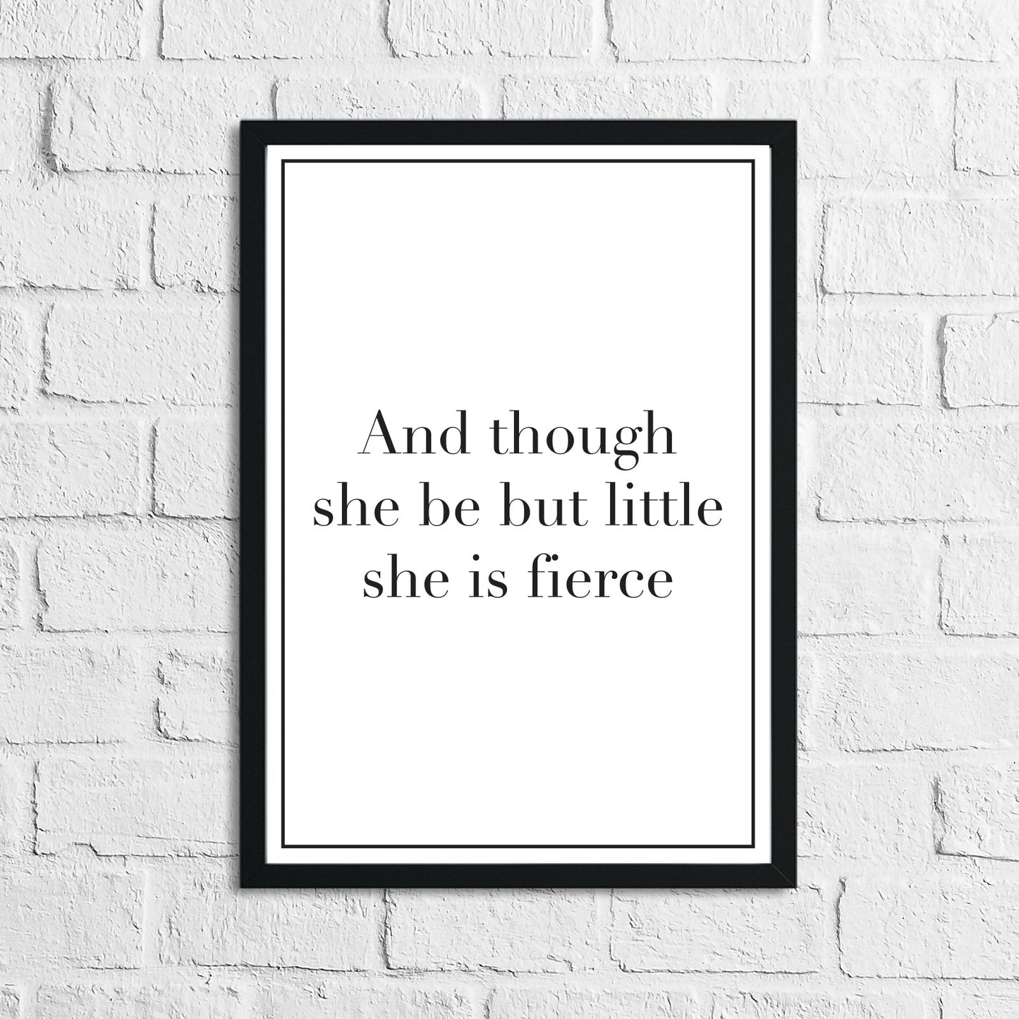 And Though She Be Little She Is Fierce Children's Room Quote Wall Decor Print (Font/Border Colour Editable) by WinsterCreations™ Official Store