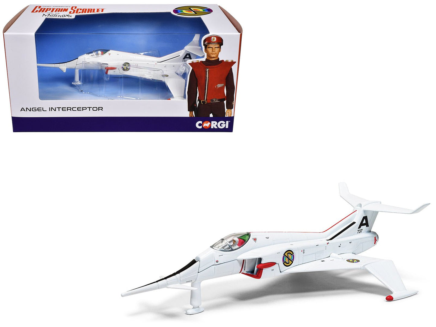 Angel Interceptor Aircraft "World Army Air Force" White "Captain Scarlet and the Mysterons" (1967-1968) TV Series Diecast Model by Corgi free shipping USA