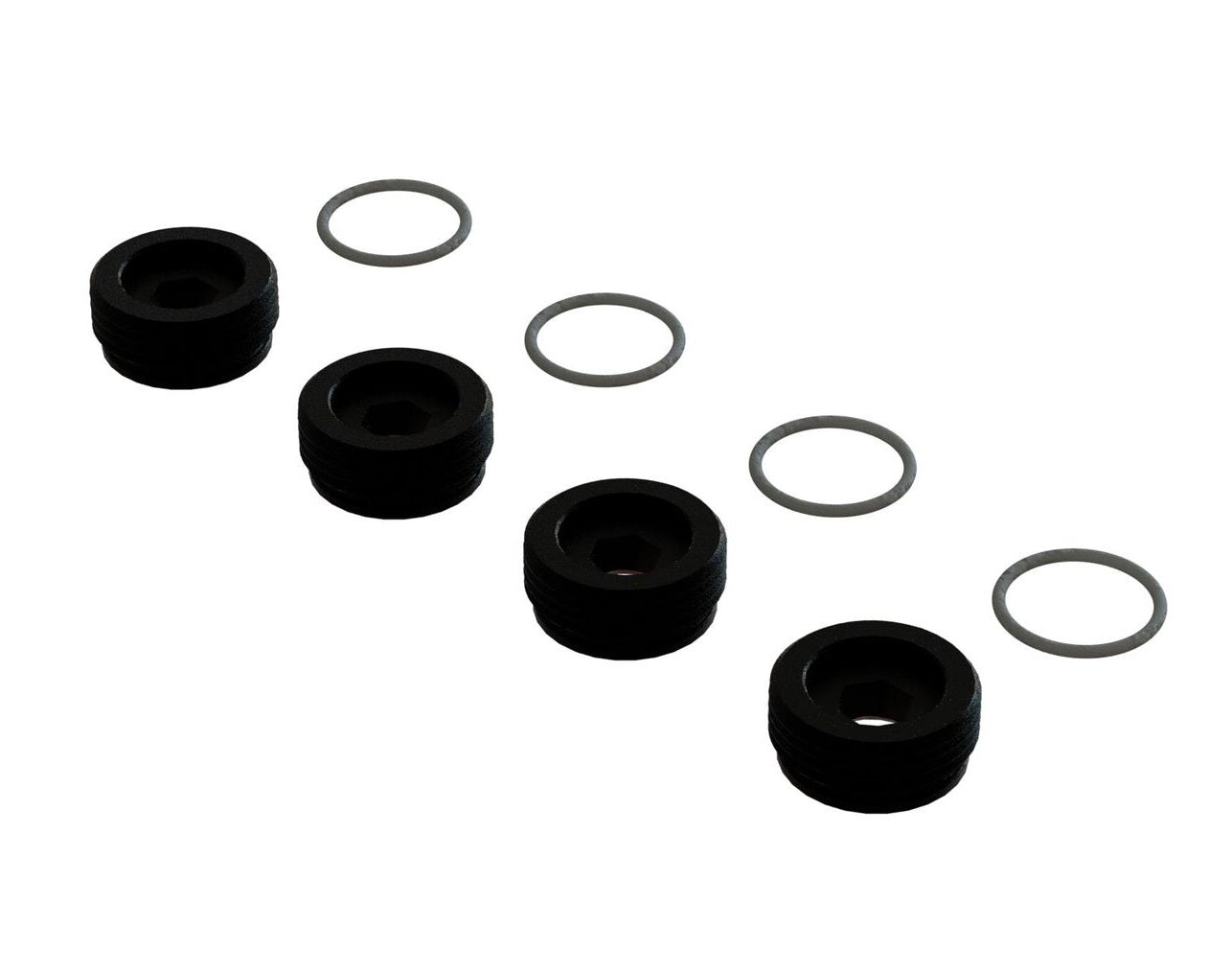 Arrma ARA330775 Front Hub Nut Includes O-Rings Aluminum Black (4)