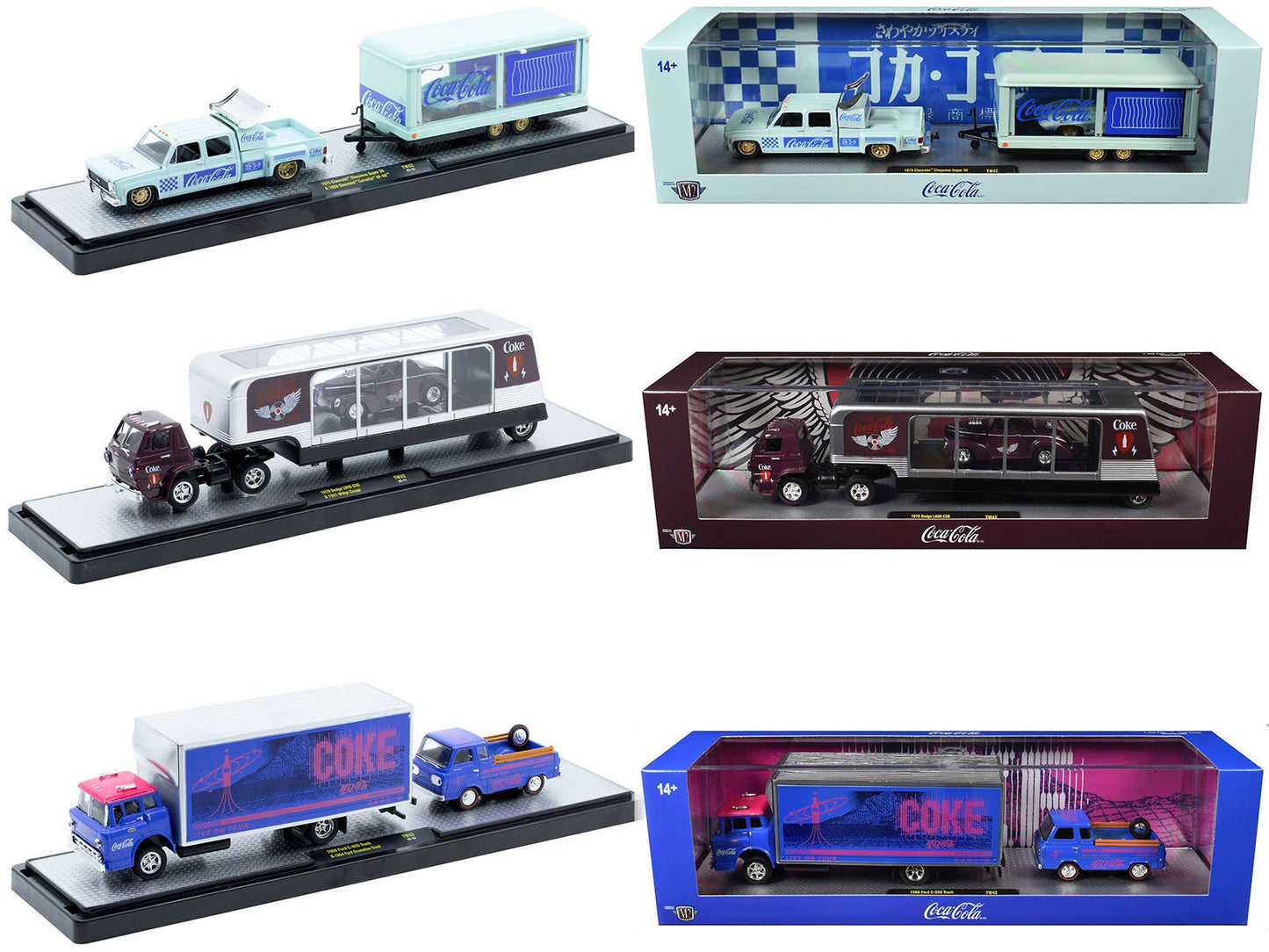 Auto Haulers "Coca-Cola" Set of 3 pieces Release 42 Limited Edition to 8200 pieces Worldwide 1/64 Diecast Models by M2 Machines free shipping USA
