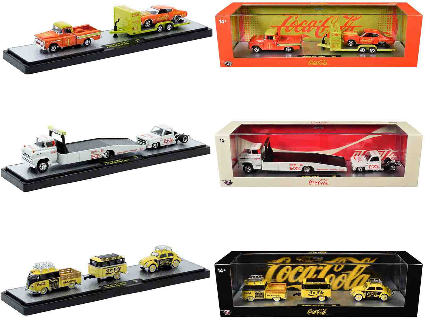 Auto Haulers "Coca-Cola" Set of 3 pieces Release 43 Limited Edition to 6200 pieces Worldwide 1/64 Diecast Models by M2 Machines free shipping USA