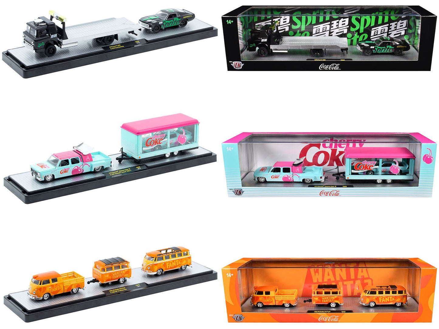 Auto Haulers "Soda" Set of 3 pieces Release 40 Limited Edition to 8200 pieces Worldwide 1/64 Diecast Model Cars by M2 Machines free shipping USA