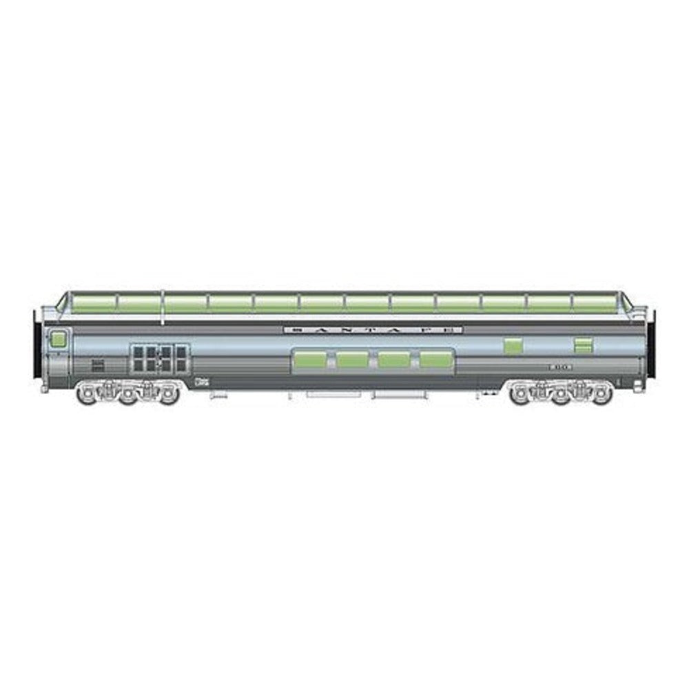 Walthers Proto 14501 HO Scale 85' Budd Big Dome Bar Lounge Dormitory - Ready to Run -- Santa Fe #60 Business Train (Lighted, Real Metal Finish)