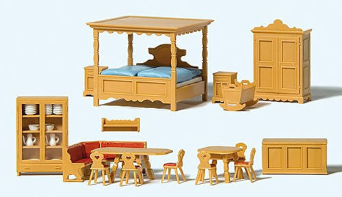 Preiser 17710 HO Scale Country House Furniture Set Assembled