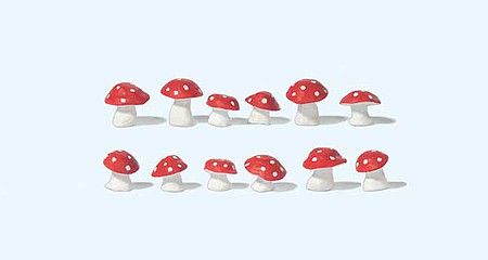 Preiser 45241 G Scale Toadstool Mushrooms Red-White Caps pkg(12)