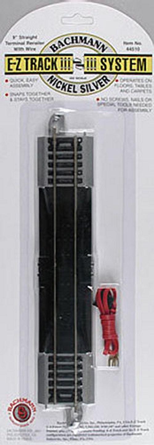 Bachmann 44510 HO Scale Nickel Silver E-Z Track 9" Straight Terminal Rerailer
