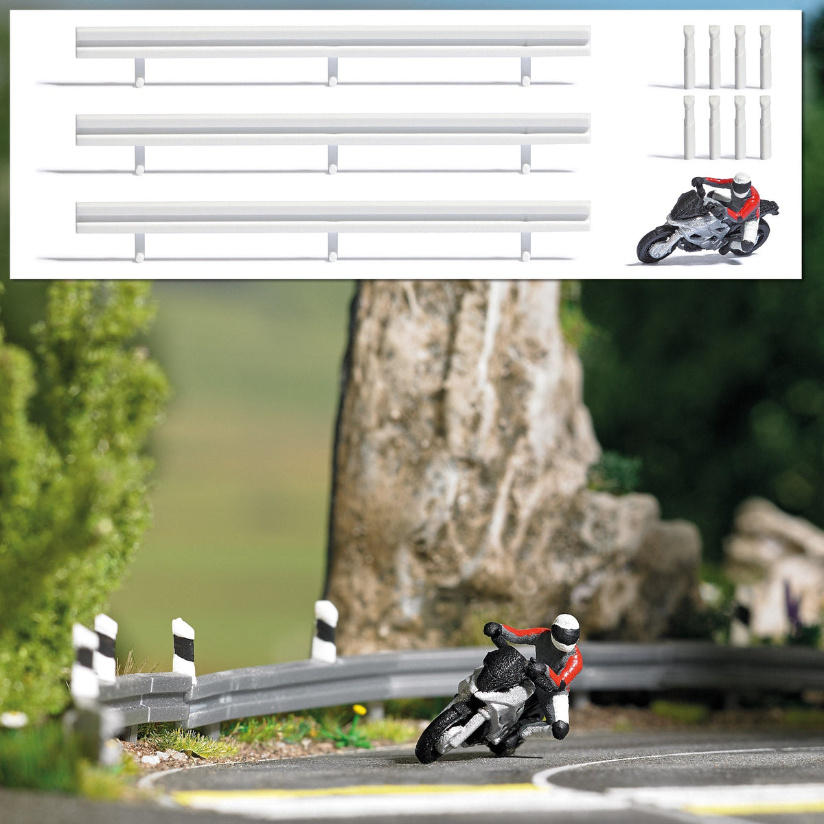 Busch 7940 HO Scale Super Racer 1 Motorcycle Action Set