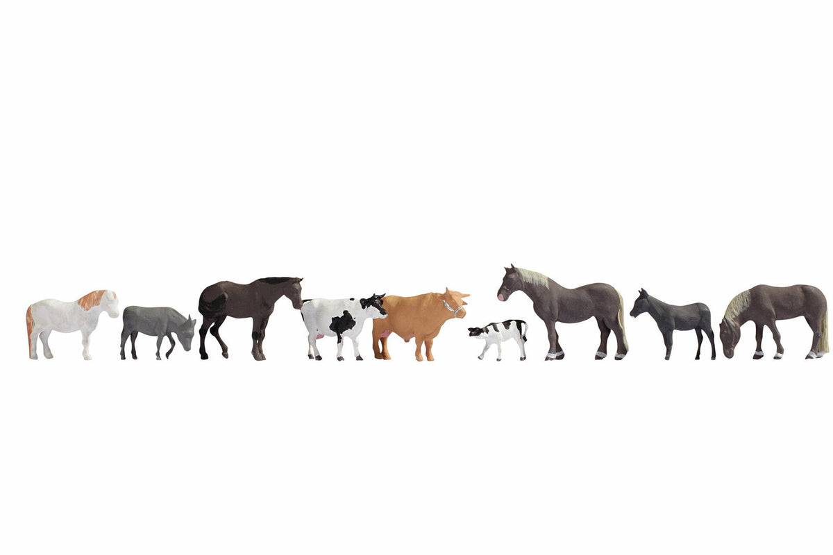 Noch 15713 HO Scale Large Farm Animal Set, 9 Animals