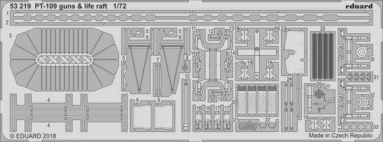 Eduard 53219 1/72 Ship- PT109 Guns & Life Raft for RMX