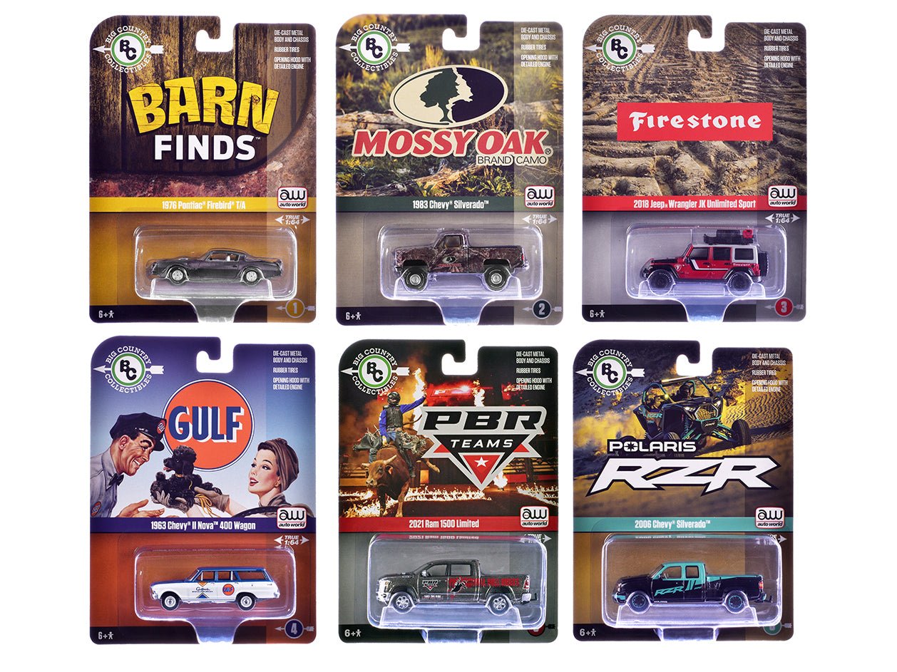 Big Country Collectibles 2025 Release 1 Set of 6 pieces 1/64 Diecast Model Cars by Auto World free shipping USA