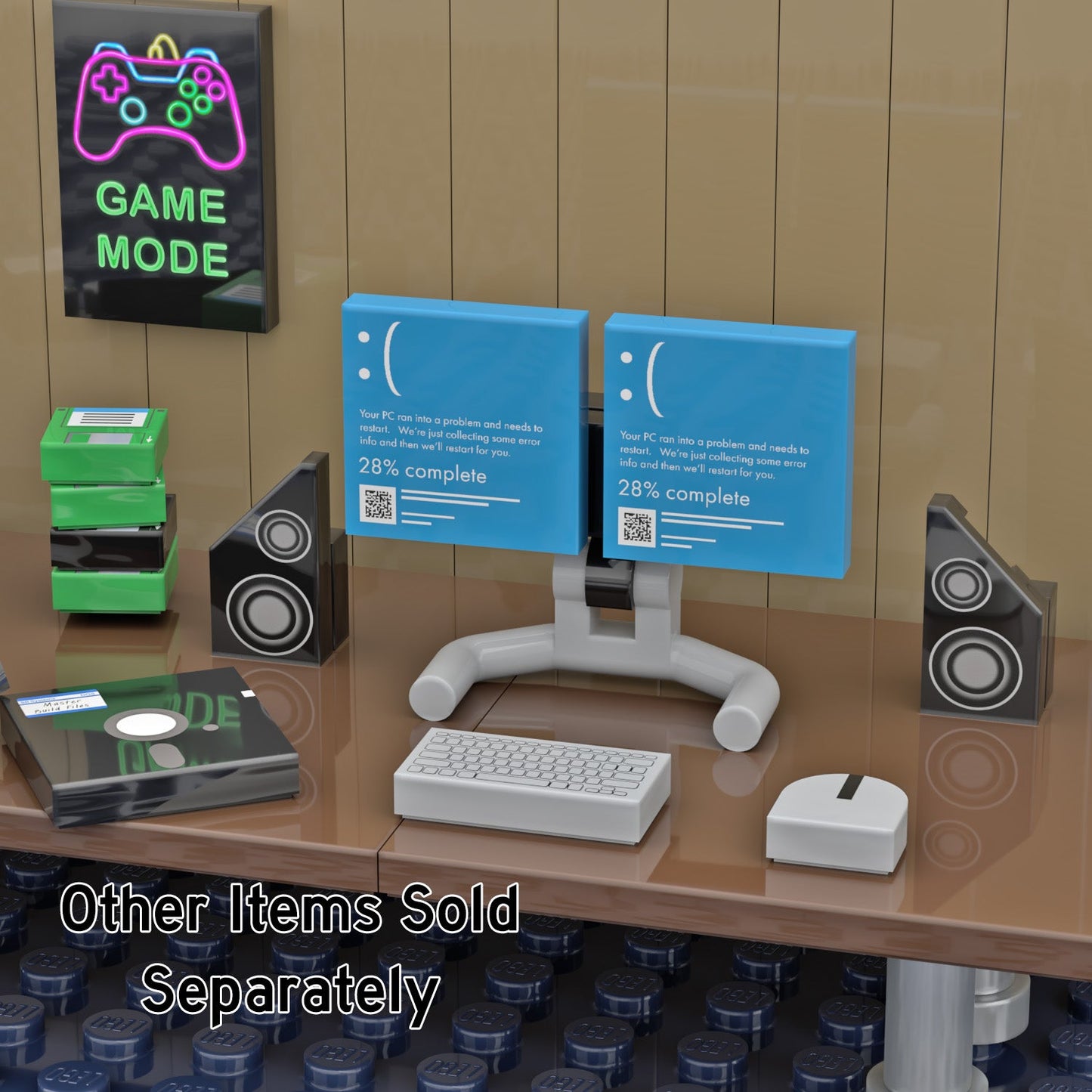 Game Mode Neon Sign - Custom Printed 2x3 Tile - Made Using a LEGO® Tile