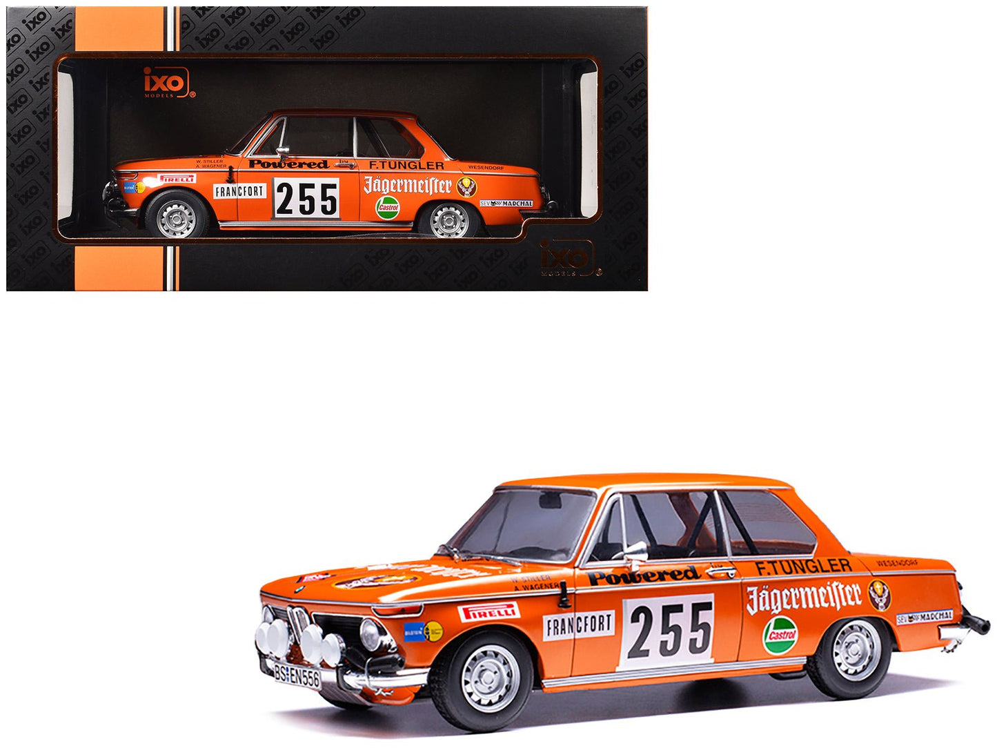 BMW 2002 #255 Wolfgang Stiller - Axel Wagener "Rallye Monte-Carlo" (1973) 1/18 Diecast Model Car by IXO Models free shipping USA