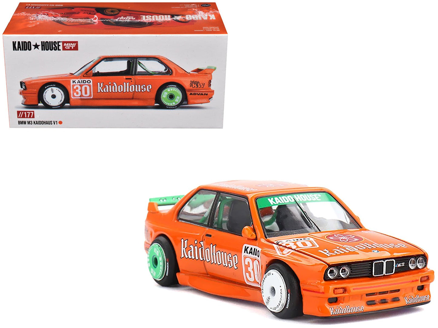 BMW M3 "KaidoHaus V1" #30 Orange (Designed by Jun Imai) "Kaido House" Special 1/64 Diecast Model Car by Mini GT free shipping USA