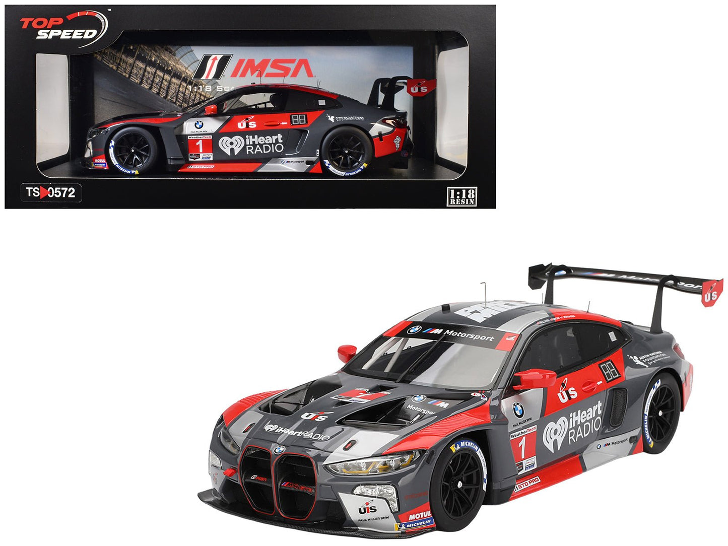 BMW M4 GT3 #1 Bryan Sellers - Madison Snow - Neil Verhagen "Paul Miller Racing" "12 Hours of Sebring" (2024) 1/18 Model Car by Top Speed free shipping USA
