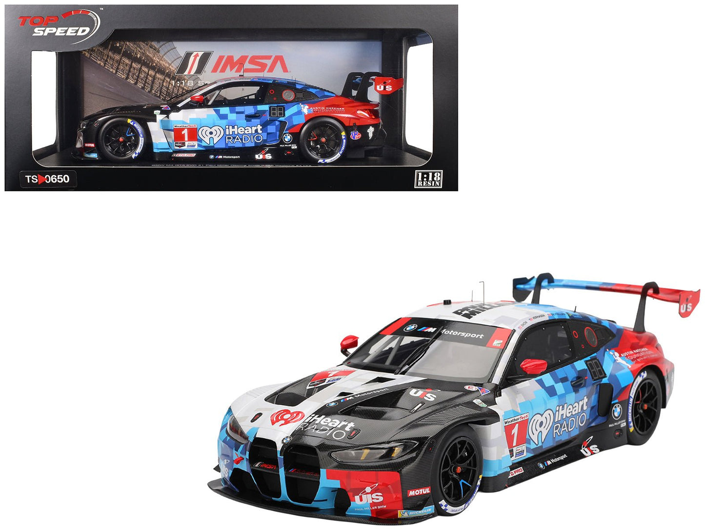 BMW M4 GT3 EVO #1 Connor De Phillippi - Madison Snow - Neil Verhagen - Kelvin van der Linde "Paul Miller Racing" IMSA "24 Hours of Daytona" (2025) 1/18 Model Car by Top Speed free shipping USA