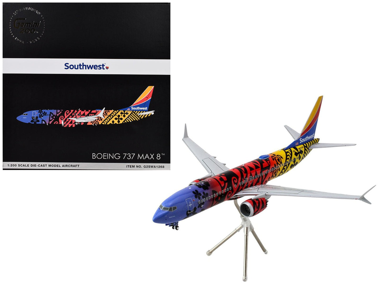 Boeing 737 MAX 8 Commercial Aircraft "Southwest Airlines - Imua One" (N8710M) Hawaiian Graphics "Gemini 200" Series 1/200 Diecast Model Airplane by GeminiJets free shipping USA