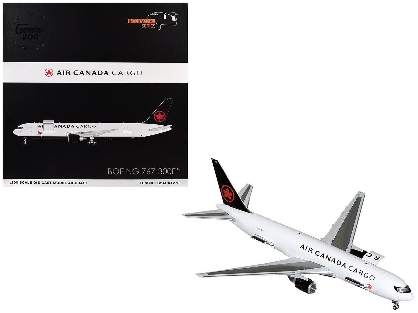 Boeing 767-300F Commercial Aircraft "Air Canada Cargo" (C-GXHM) White with Black Tail "Gemini 200 - Interactive Series" 1/200 Diecast Model Airplane by GeminiJets free shipping USA