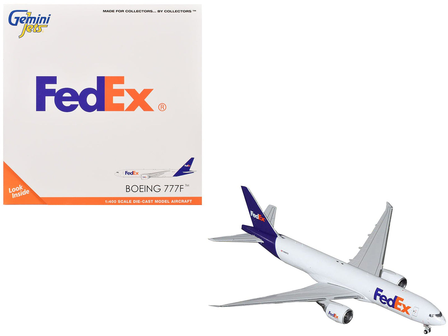 Boeing 777F Commercial Aircraft "FedEx (Federal Express)" (N895FD) White with Purple Tail 1/400 Diecast Model Airplane by GeminiJets free shipping USA