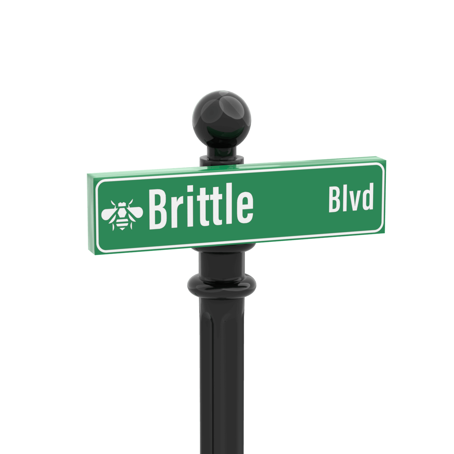"Brittle Blvd" Street Sign - Custom Printed - 1x4 Tile Made with LEGO® Parts