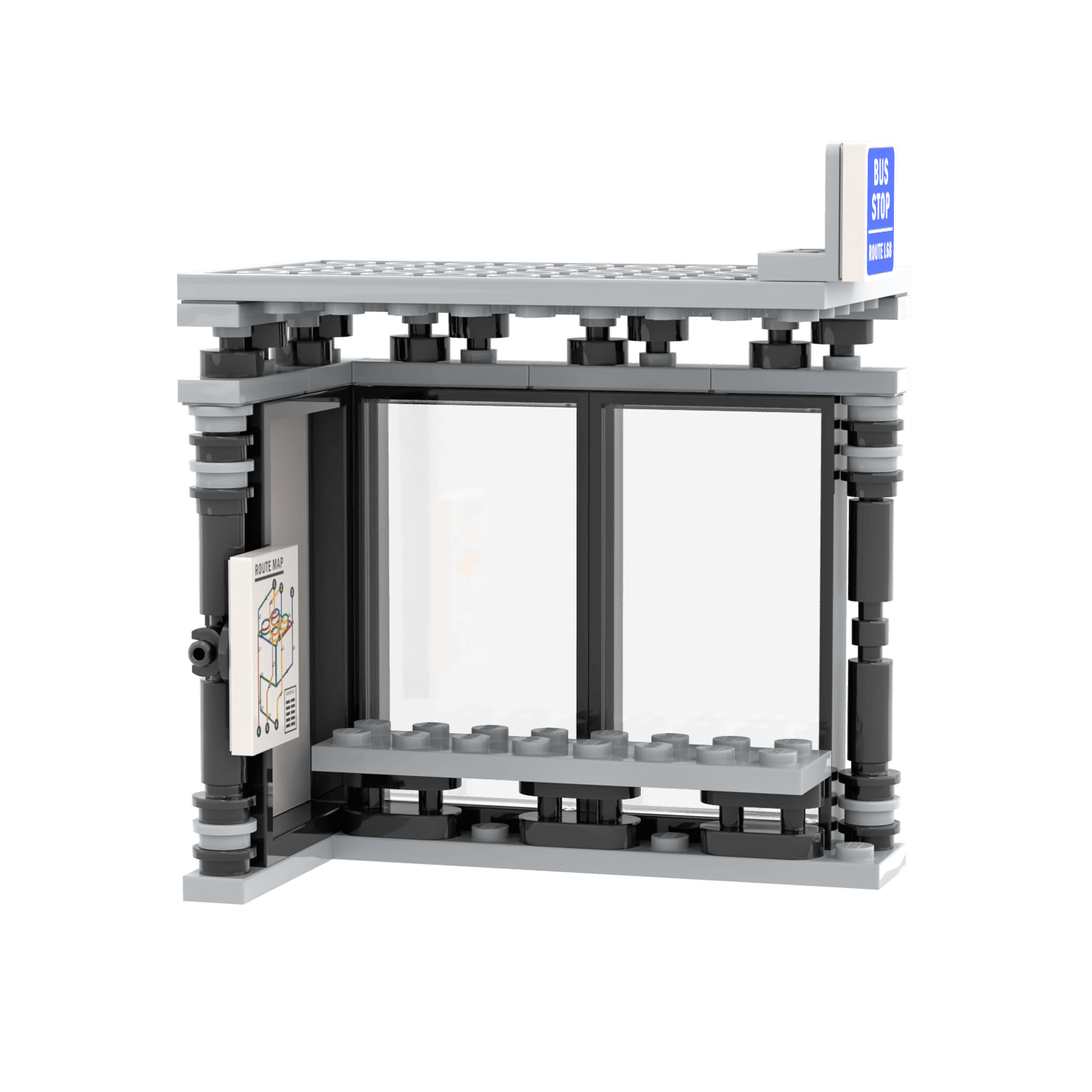 Bus Stop - Minifig Scale - Custom Printed - Made Using LEGO® Parts