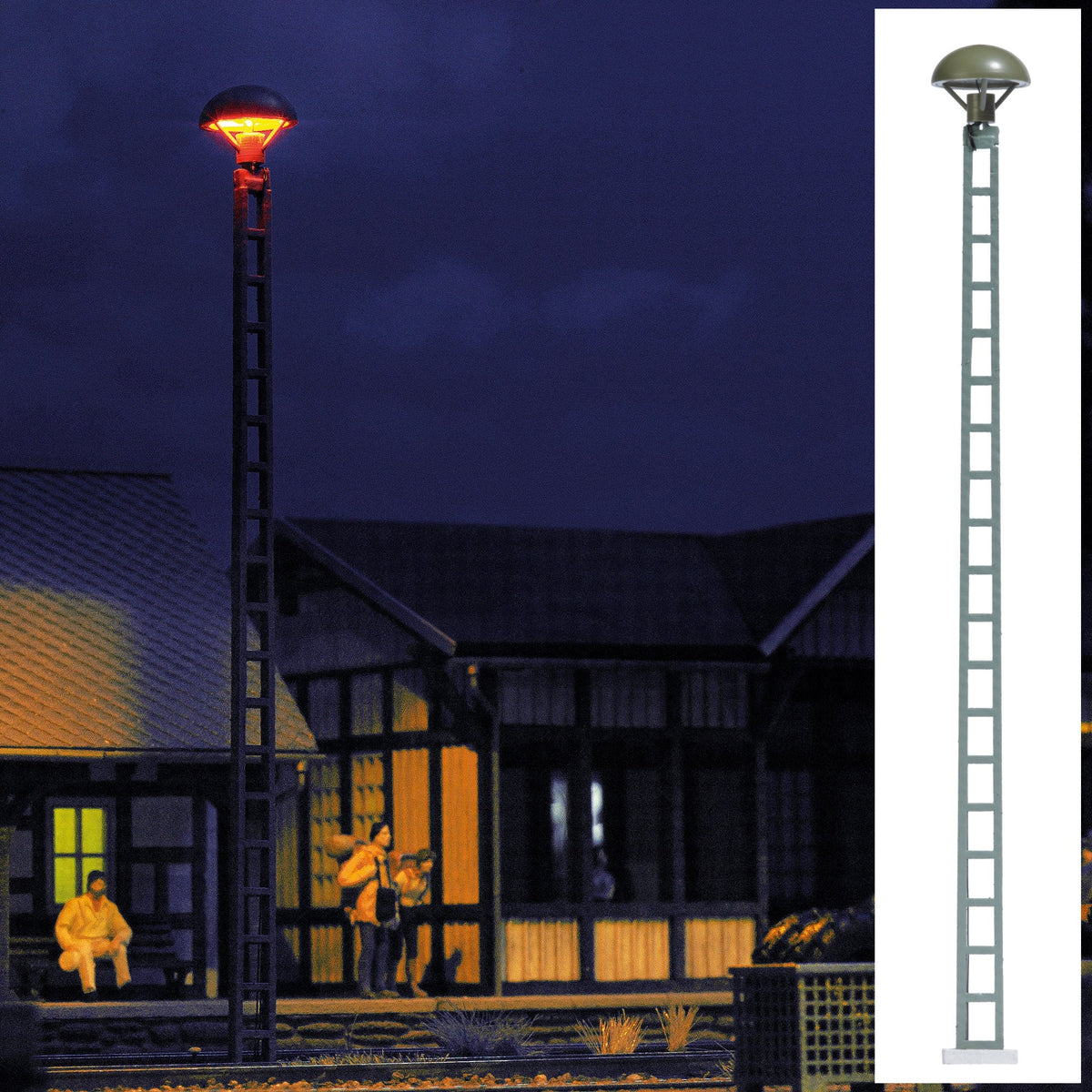 Busch 4114 HO Scale Mushroom Lamp, Lattice Mast, Yellow LED