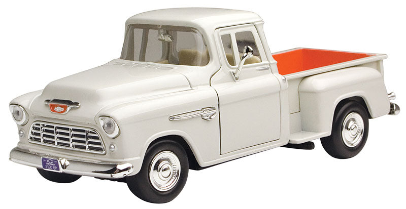 Motormax 73236AC-WT 1/24 1955 Chevrolet 5100 Stepside Pickup, White