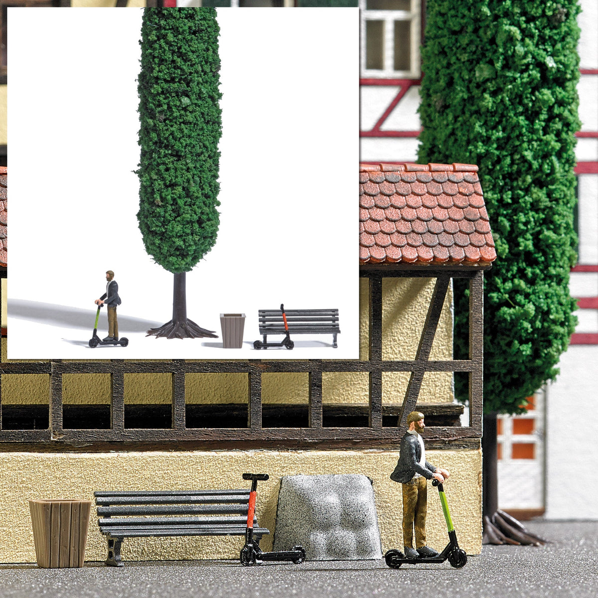 Busch 7867 HO Scale E-Scooter Action Set with Figure