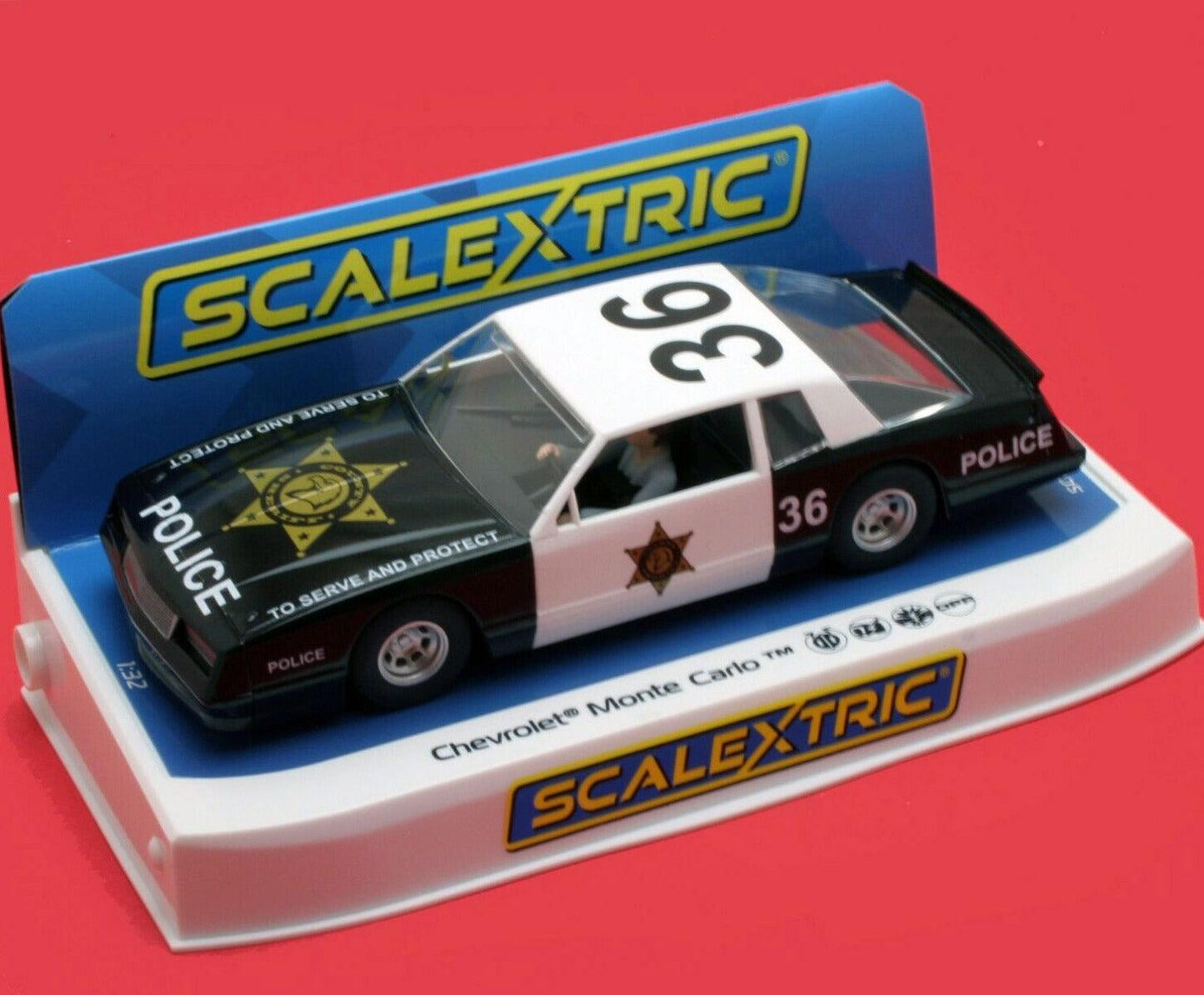 Scalextric C4108 Chevy Monte Carlo County Sheriff Police 1/32 Slot Car DPR