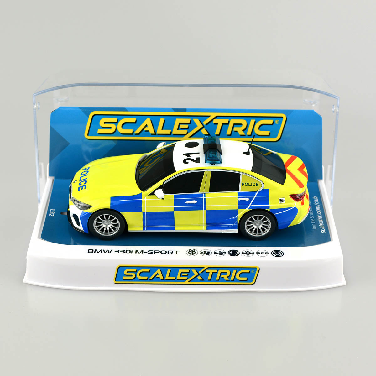 Scalextric C4165 BMW 330i M-Sport UK Police slot Car 1/32 DRP Lights