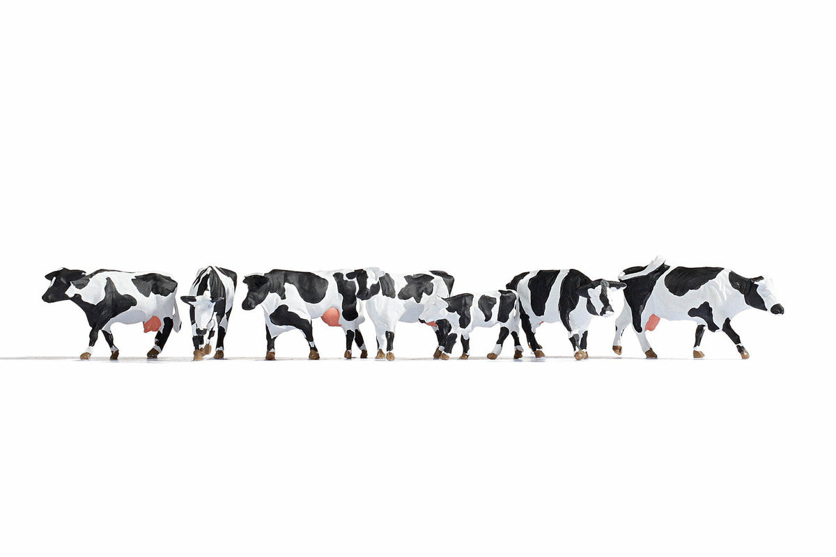 Noch 15725 HO Scale Cows Set, Black & White, pkg(7)