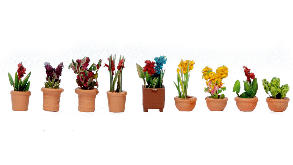 Noch 14080 N Scale Ornamental Plants in Flower Pots Set #1, 9pc