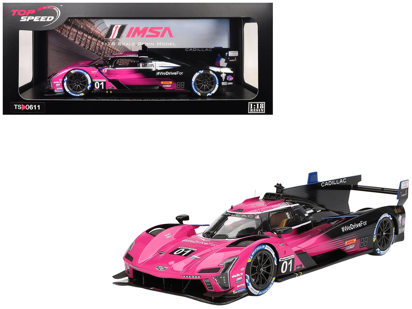 Cadillac V-Series.R #01 Sebastien Bourdais - Scott Dixon - Renger van der Zande "Cadillac Racing" Winner IMSA "Petit Le Mans" (2024) 1/18 Model Car by Top Speed free shipping USA