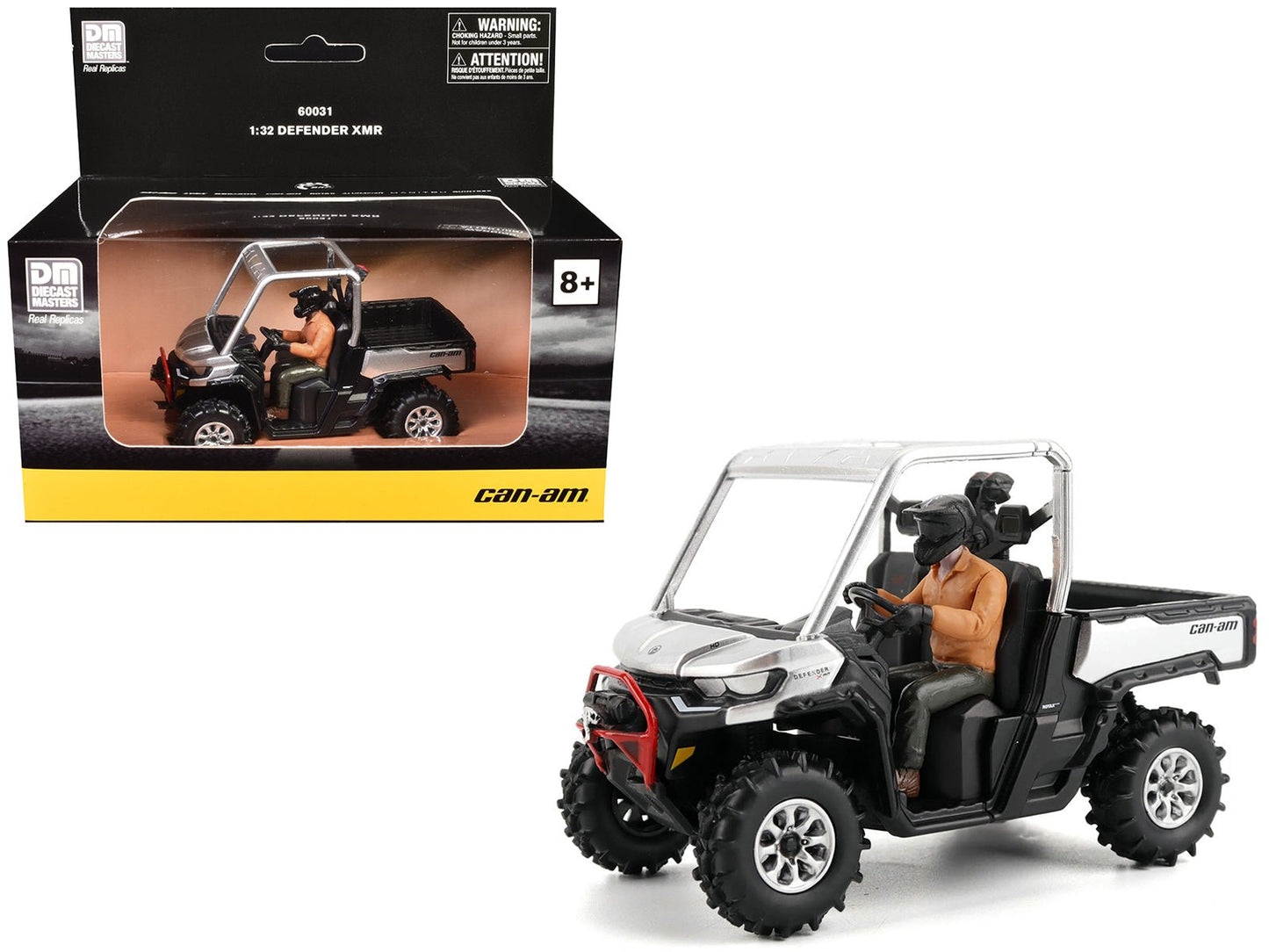 Can-Am Defender XMR Silver Metallic and Black with Driver Figure 1/32 Diecast Model by BRP Models free shipping USA