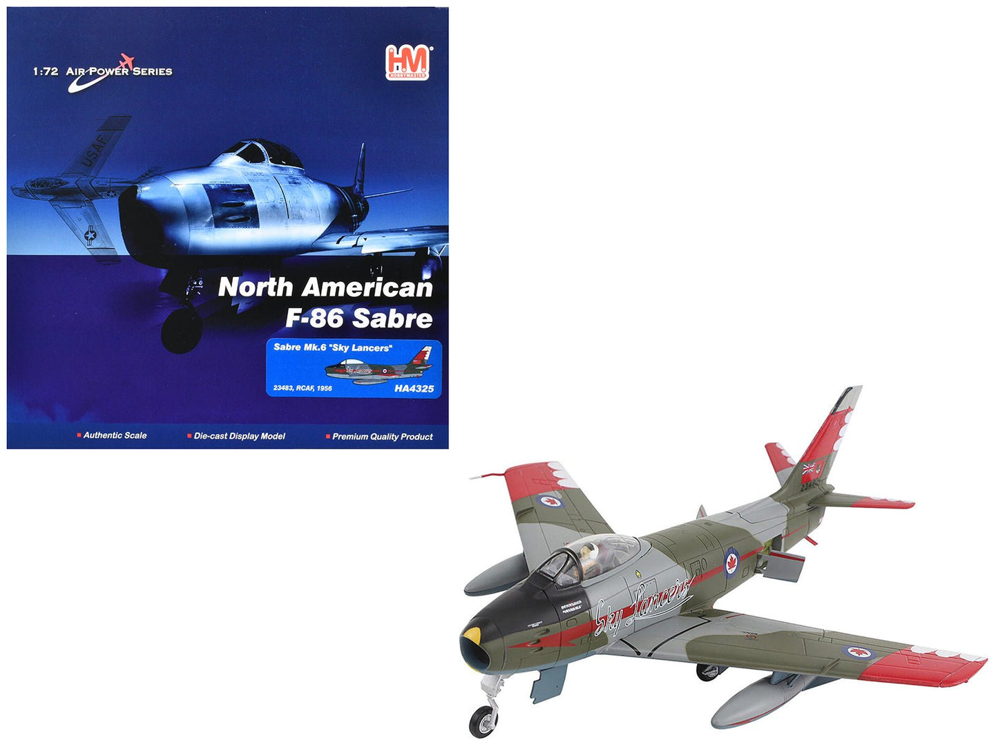 Canadair Sabre Mk.6 Fighter Aircraft "Sky Lancers" (1956) Royal Canadian Air Force "Air Power Series" 1/72 Diecast Model by Hobby Master free shipping USA
