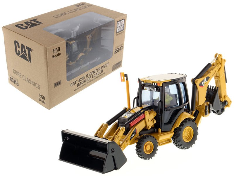 CAT Caterpillar 420E Center Pivot Backhoe Loader with Working Tools with Operator "Core Classics Series" 1/50 Diecast Model by Diecast Masters free shipping USA