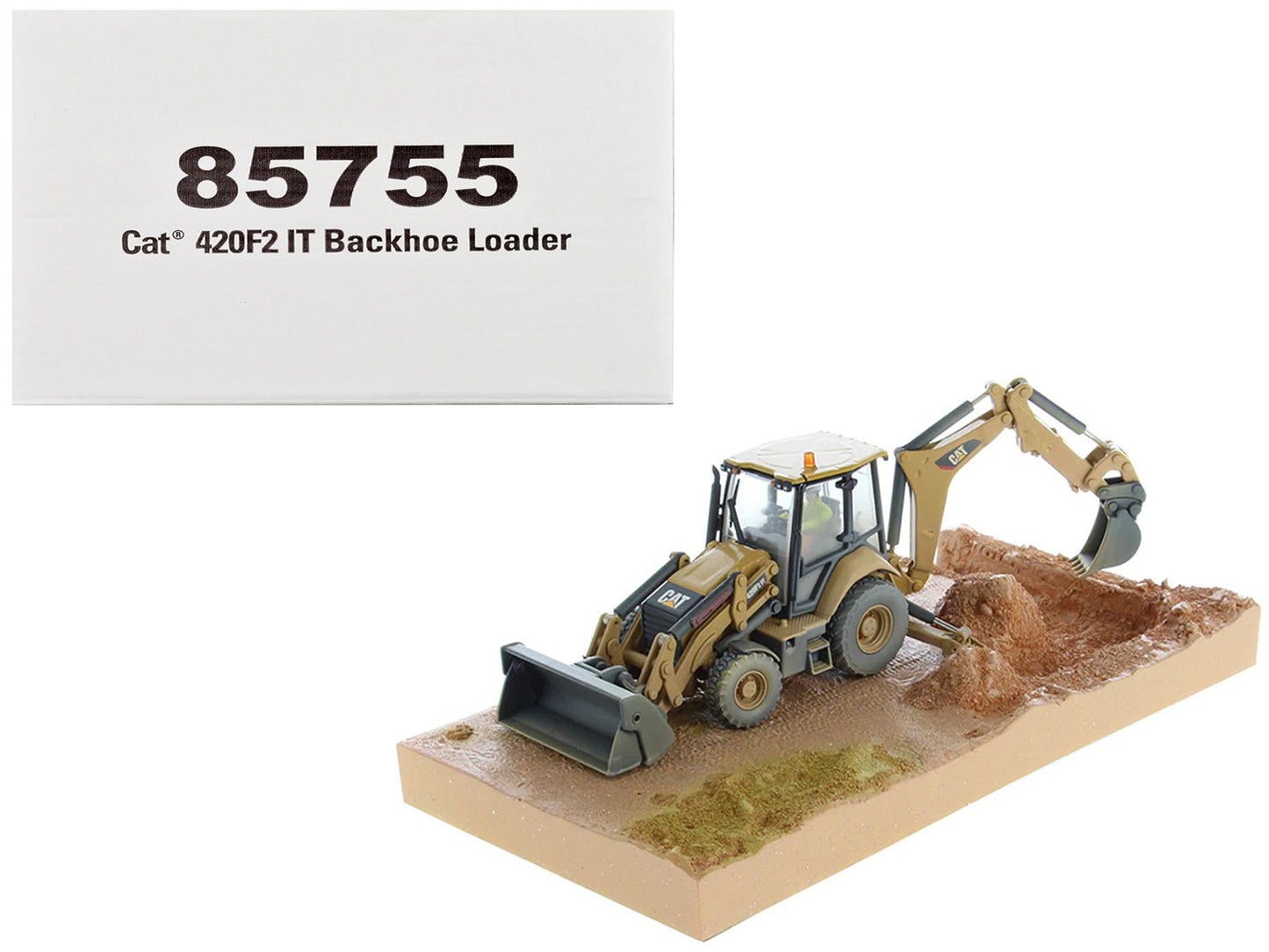 CAT Caterpillar 420F2 IT Backhoe Loader with Operator Yellow "Weathered Series" 1/50 Diecast Model by Diecast Masters free shipping USA