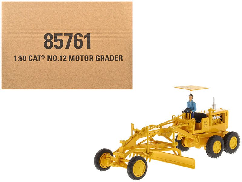 CAT Caterpillar No.12 Motor Grader Yellow with Operator "Vintage Series" 1/50 Diecast Model by Diecast Masters free shipping USA