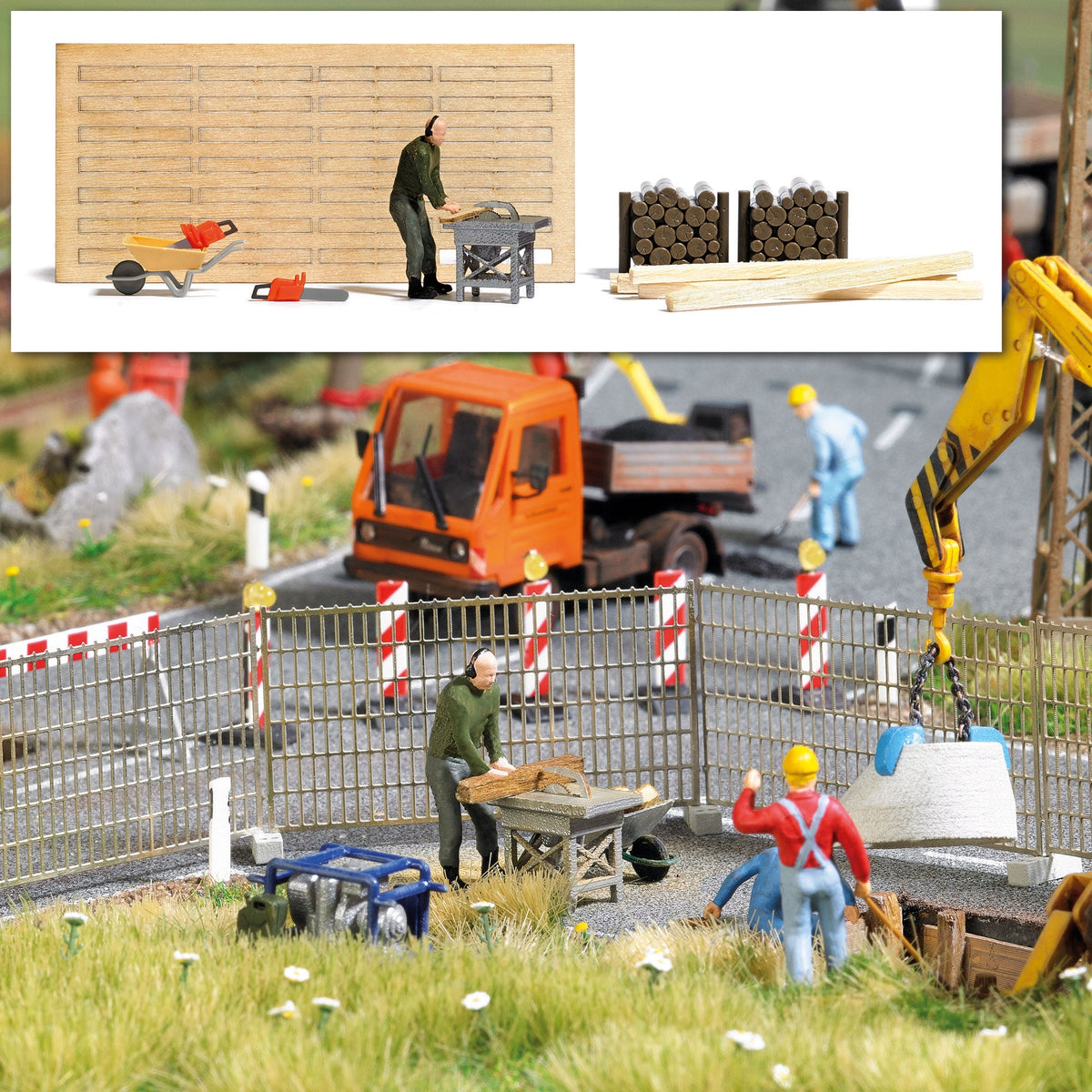 Busch 7807 HO Scale Construction Site Table Saw with Figure